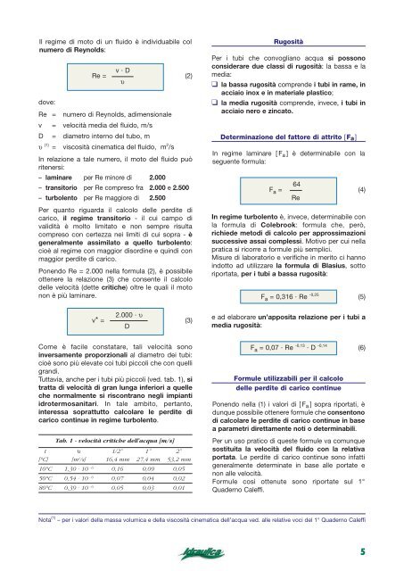 Le perdite di carico negli impianti Il dimensionamento dei ... - Caleffi