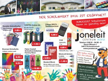 Joneleits Schulmarkt 2016 - Schulkram kann so günstig sein