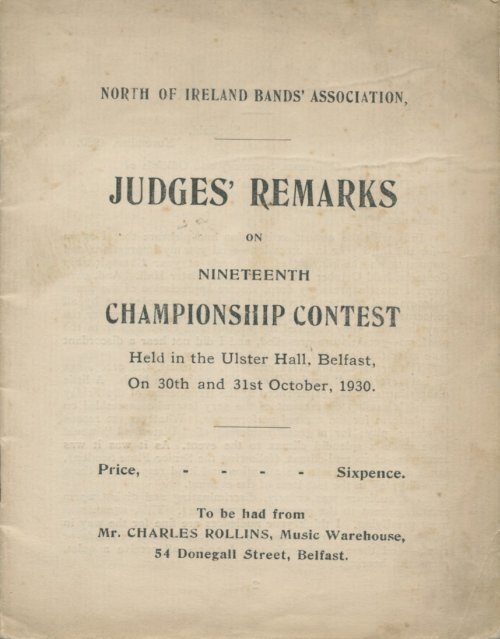 Judges' Remarks 1930