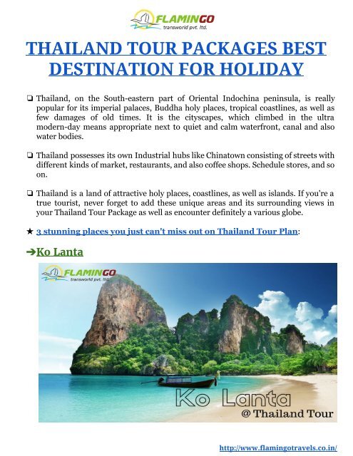 The Enchantingly delightful spots to see on your Thailand Tour Packages 
