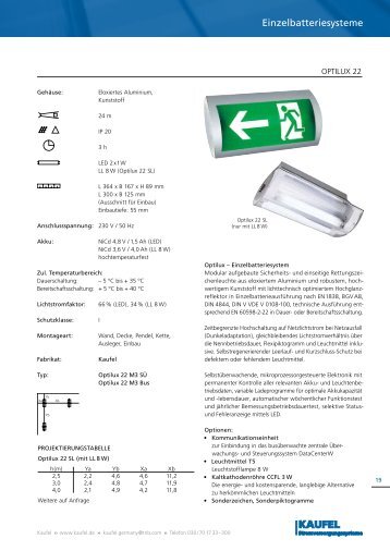 Datenblatt Optilux 22 Einzelbatterie (pdf) - Kaufel