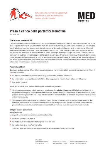 Presa a carico delle portatrici d'emofilia - Schweizerische ...