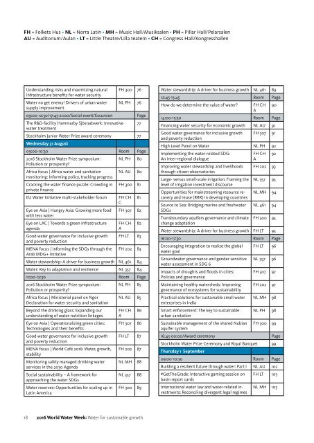 2016 World Water Week programme