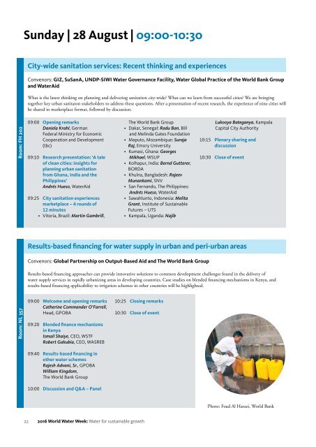 2016 World Water Week programme