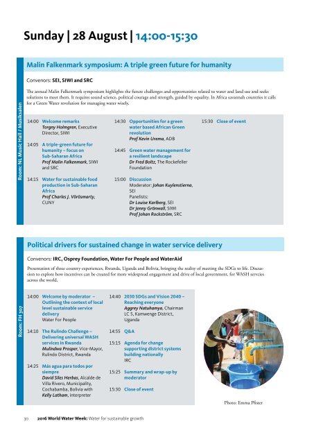 2016 World Water Week programme