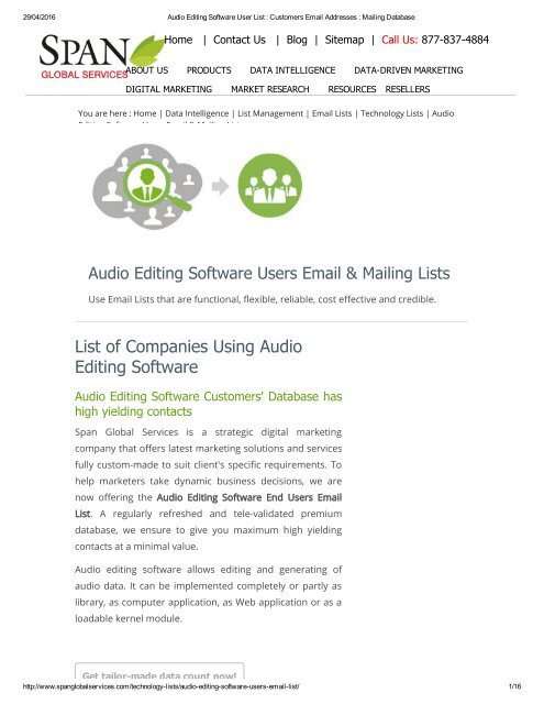 Audio Editing Software User List _ Customers Email Addresses _ Mailing Database