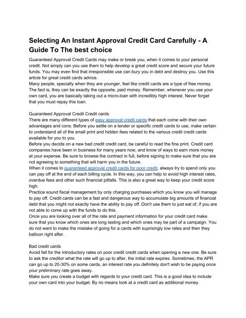 easy approval credit cards
