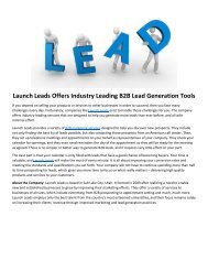 Launch Leads Offers Industry Leading B2B Lead Generation Tools