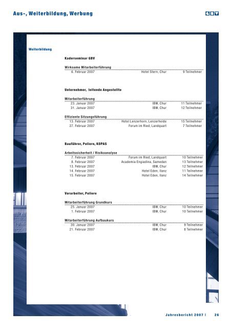 Jahresbericht 2007 - Graubündnerischer Baumeisterverband