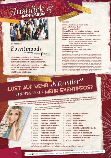 Weihnachtsfeiern Gala-Events Eventmoods 03/2016 