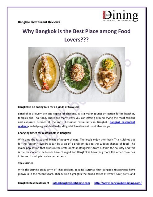 Bangkok Restaurant Reviews