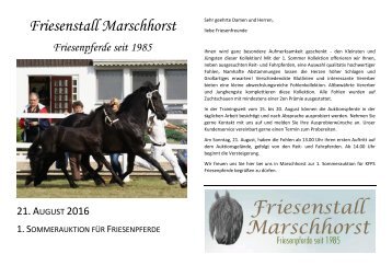 Friesenstall Marschhorst Auktionsbroschüre