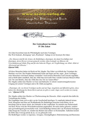 Der Gottesdienst im Islam Die Zakat www.assira-verlag.de