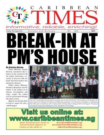 Caribbean Times 72nd Issue - Tuesday 16th August 2016