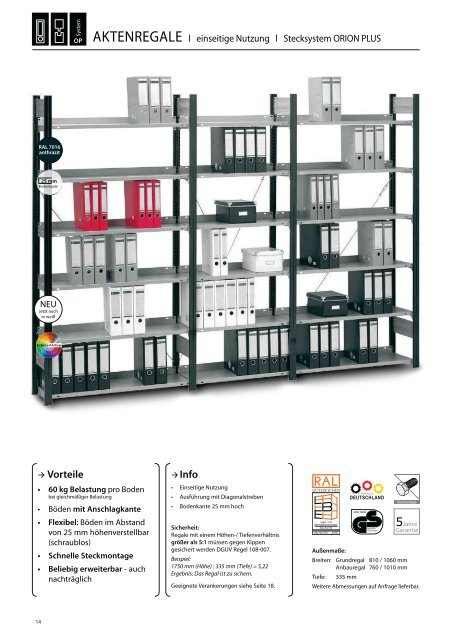 Archivregale Stecksystem Orion Plus