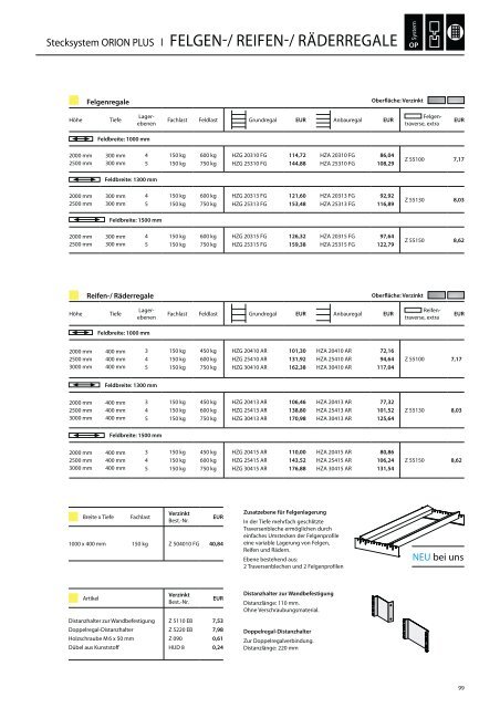 Reifenregale - Stecksystem