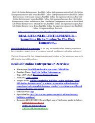 Real Life Online Entrepreneur review - Real Life Online Entrepreneur sneak peek features