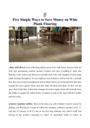 Five Simple Ways to Save Money on Wide Plank Flooring