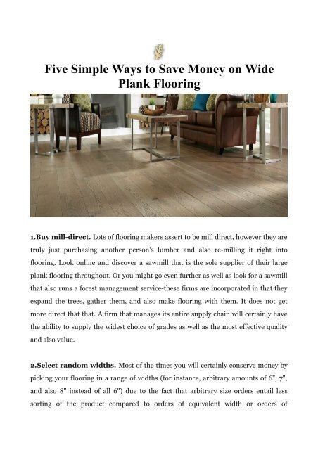 Five Simple Ways to Save Money on Wide Plank Flooring