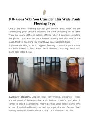 8 Reasons Why You Consider This Wide Plank Flooring Type