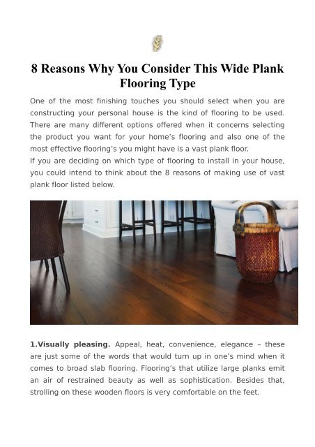 8 Reasons Why You Consider This Wide Plank Flooring Type