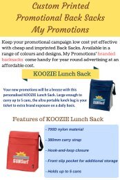 My Promotions Offers Promotional Back Sacks