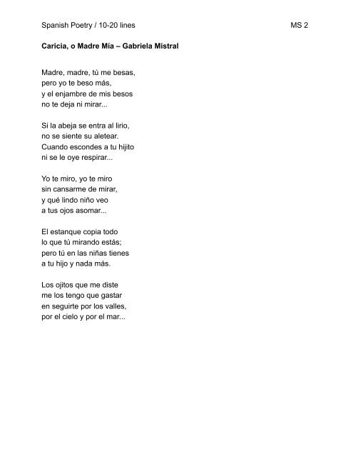 Caricia O Madre Maa A Gabriela Mistral Madre Madre Taº Me Besas