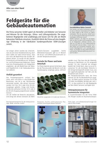 Feldgeräte für die Gebäudeautomation