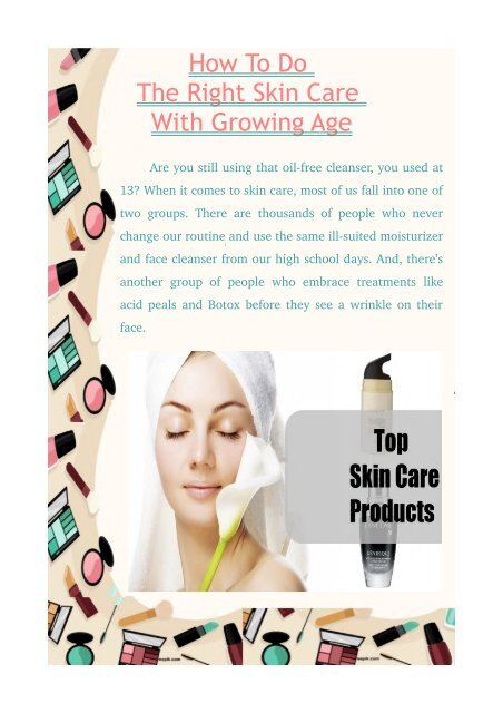 How To Do The Right Skin Care With Growing Age?
