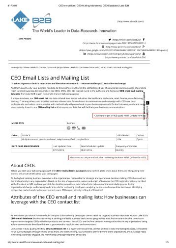 CEOs mailing address lists