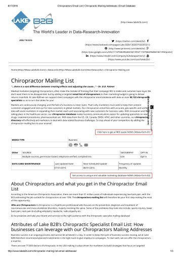Mailing list of chiropractor