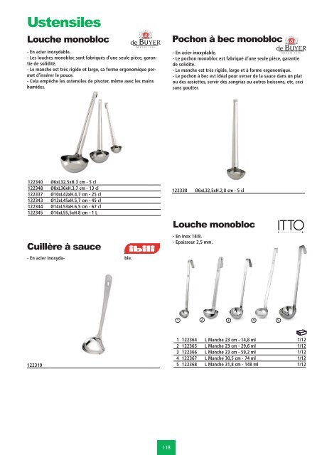 Art de la table - Ustensiles de cuisine