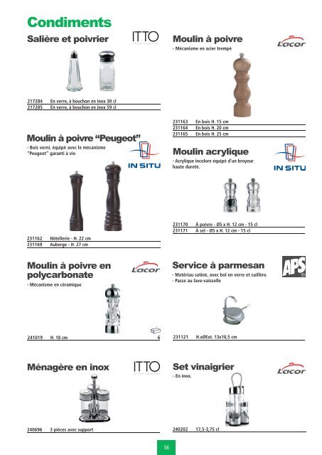 Art de la table - Ustensiles de cuisine