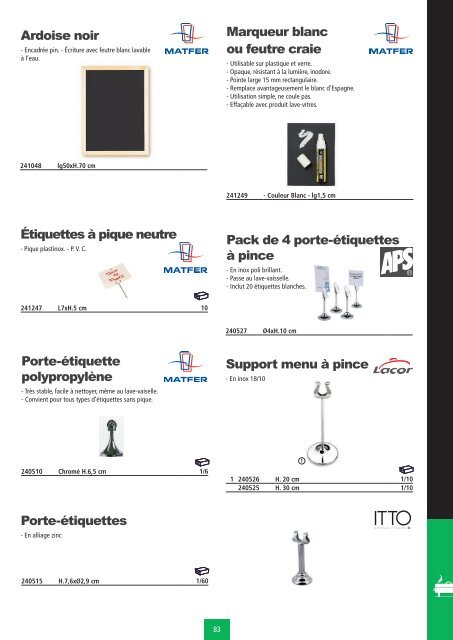 Art de la table - Ustensiles de cuisine