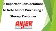 8 Important Considerations to Note before Purchasing a Storage Container