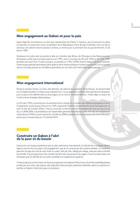 MON PROJET POUR LE GABON