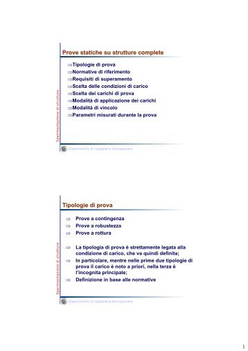 Prove statiche - Ingegneria Aerospaziale