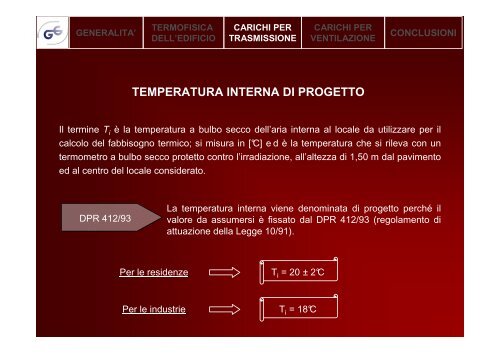 Carico termico invernale