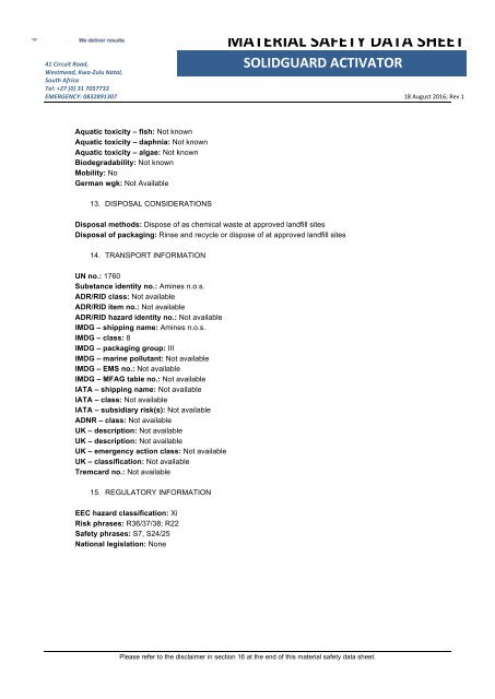 Technical Finishes Profile 