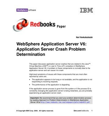 Application Server Crash Problem Determination - IBM Redbooks