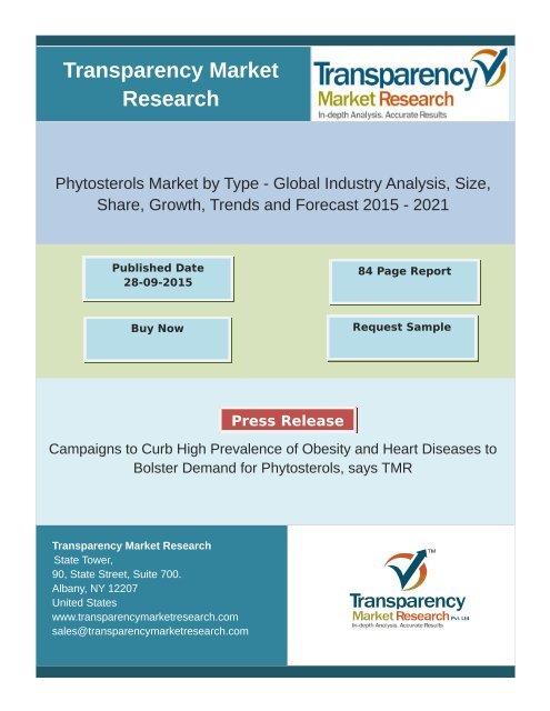 Campaigns to Curb High Prevalence of Obesity and Heart Diseases to Bolster Demand for Phytosterols, says TMR