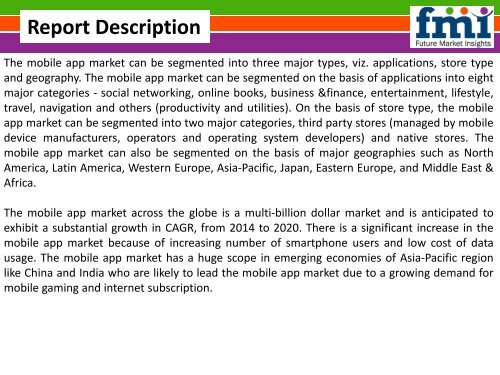 Mobile Application Market Forecast and Segments, 2014-2020