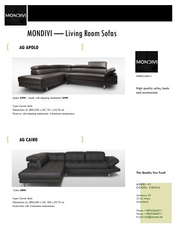 Export Catalogue - MONDIVI Living Room Sofas 2016