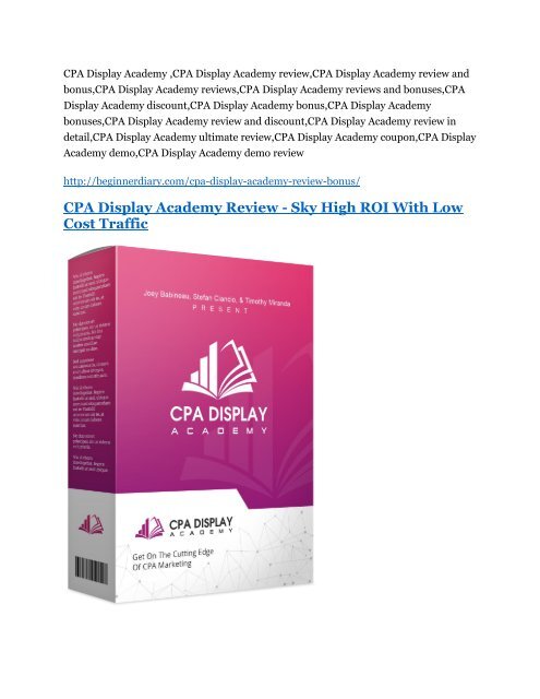 CPA Display Academy Review - 80% Discount and $26,800 Bonus