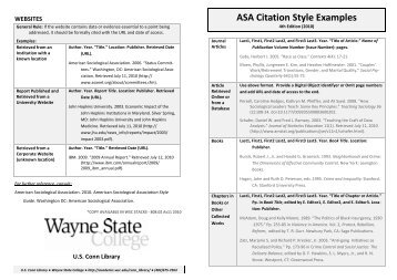 ASA Citation Style Examples - WSC - Wayne State College