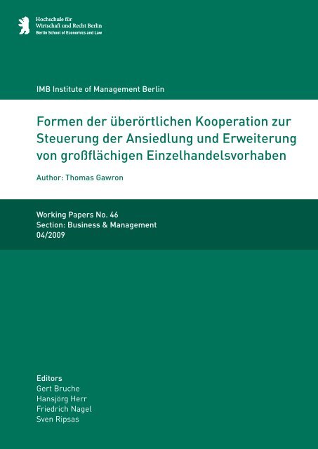 Formen der überörtlichen - MBA Programme der HWR Berlin