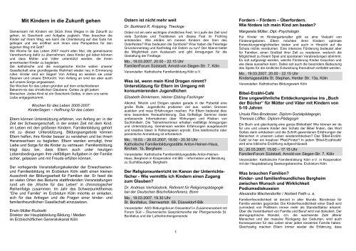 Woche für das Leben Veranstaltungskalender 2007 - Erzbistum Köln