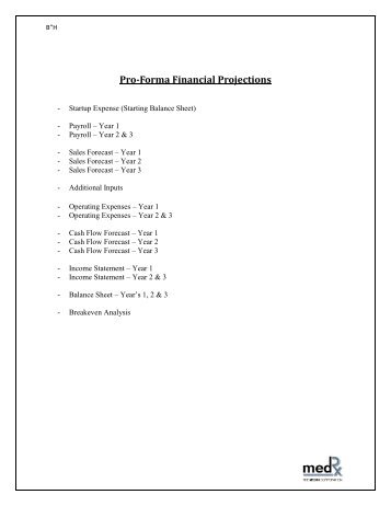 Financial Projections Cover