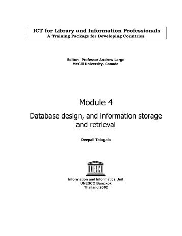Database design, and information storage and retrieval