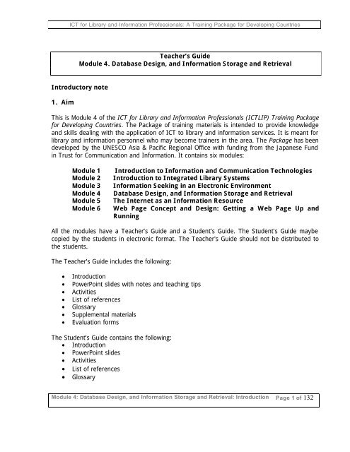 Database design, and information storage and retrieval